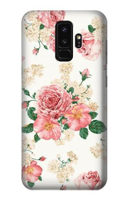 W1859 Rose Pattern Hard Case and Leather Flip Case For Samsung Galaxy S9 Plus