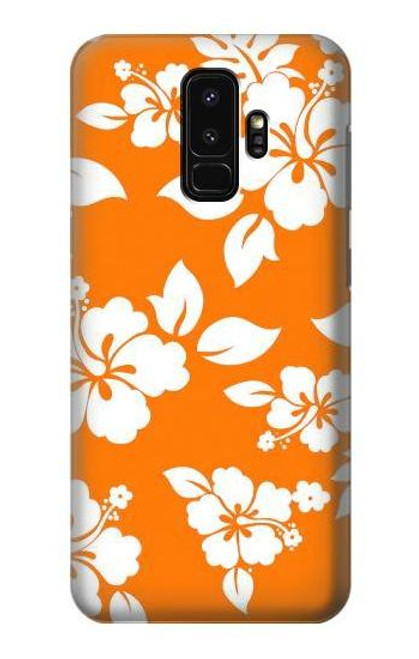 W2245 Hawaiian Hibiscus Orange Pattern Hard Case and Leather Flip Case For Samsung Galaxy S9 Plus