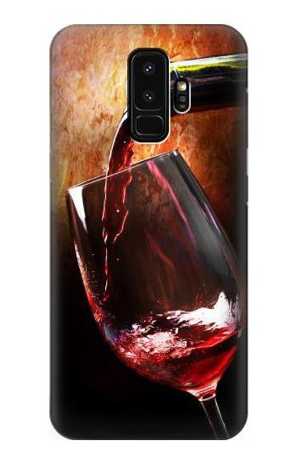 W2396 Red Wine Bottle And Glass Hard Case and Leather Flip Case For Samsung Galaxy S9 Plus