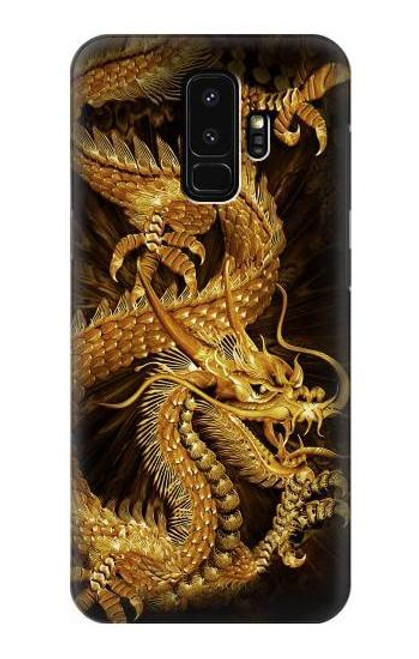 W2804 Chinese Gold Dragon Printed Hard Case and Leather Flip Case For Samsung Galaxy S9 Plus