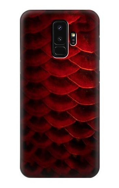 W2879 Red Arowana Fish Scale Hard Case and Leather Flip Case For Samsung Galaxy S9 Plus