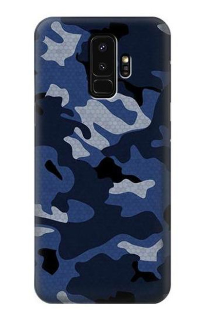 W2959 Navy Blue Camo Camouflage Hard Case and Leather Flip Case For Samsung Galaxy S9 Plus