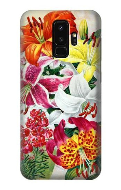 W3205 Retro Art Flowers Hard Case and Leather Flip Case For Samsung Galaxy S9 Plus