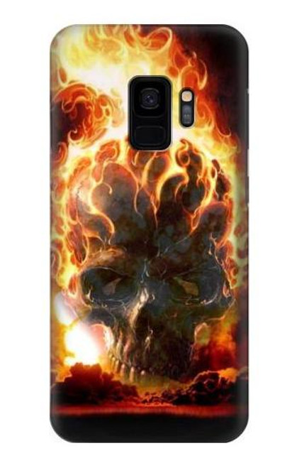 W0863 Hell Fire Skull Hard Case and Leather Flip Case For Samsung Galaxy S9