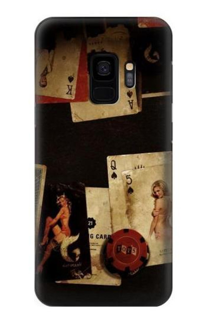 W1069 Old Vintage Sexy Poker Hard Case and Leather Flip Case For Samsung Galaxy S9