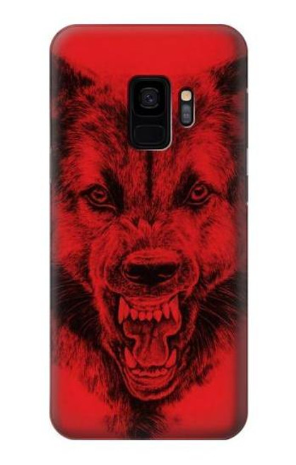 W1090 Red Wolf Hard Case and Leather Flip Case For Samsung Galaxy S9