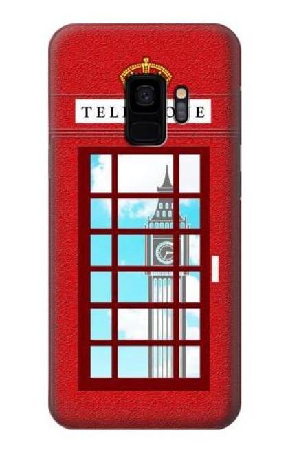 W2059 England British Telephone Box Minimalist Hard Case and Leather Flip Case For Samsung Galaxy S9