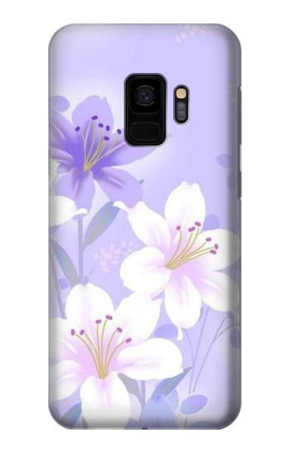 W2361 Purple White Flowers Hard Case and Leather Flip Case For Samsung Galaxy S9