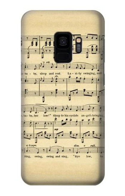 W2504 Vintage Music Sheet Hard Case and Leather Flip Case For Samsung Galaxy S9