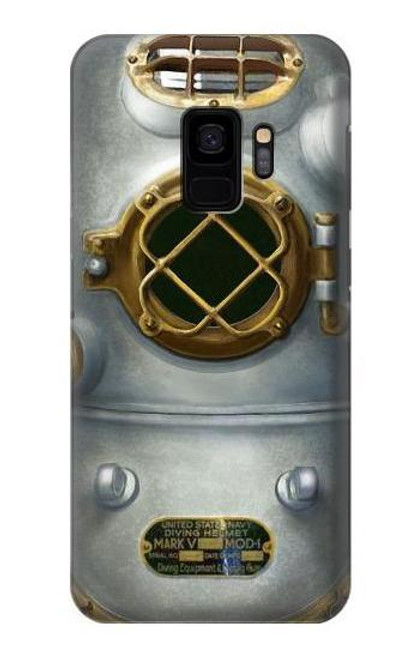 W2646 Vintage Deep Sea Diver Helmet Hard Case and Leather Flip Case For Samsung Galaxy S9