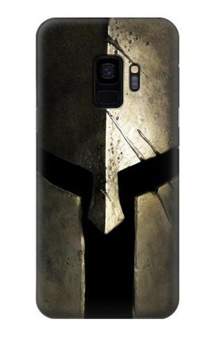 W2673 Spartan Warrior Helmet Hard Case and Leather Flip Case For Samsung Galaxy S9