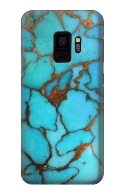 W2685 Aqua Turquoise Gemstone Graphic Printed Hard Case and Leather Flip Case For Samsung Galaxy S9