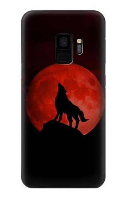 W2955 Wolf Howling Red Moon Hard Case and Leather Flip Case For Samsung Galaxy S9