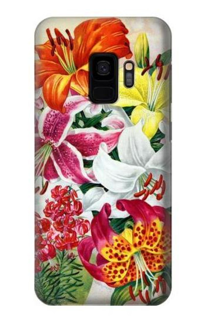 W3205 Retro Art Flowers Hard Case and Leather Flip Case For Samsung Galaxy S9