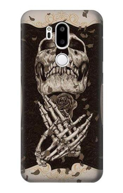 W1676 Skull Rose Hard Case and Leather Flip Case For LG G7 ThinQ