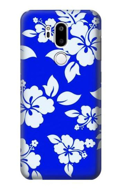 W2244 Hawaiian Hibiscus Blue Pattern Hard Case and Leather Flip Case For LG G7 ThinQ