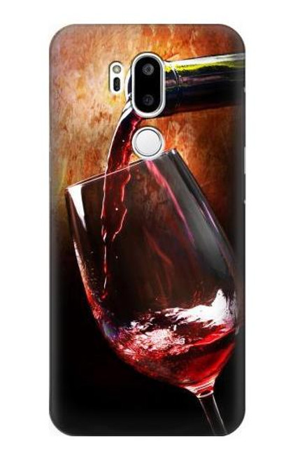 W2396 Red Wine Bottle And Glass Hard Case and Leather Flip Case For LG G7 ThinQ