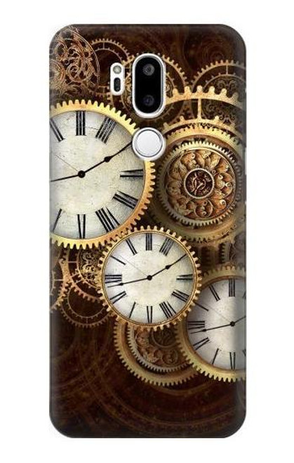 W3172 Gold Clock Live Hard Case and Leather Flip Case For LG G7 ThinQ