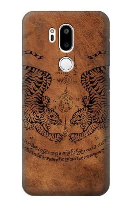 W3209 Sak Yant Twin Tiger Hard Case and Leather Flip Case For LG G7 ThinQ