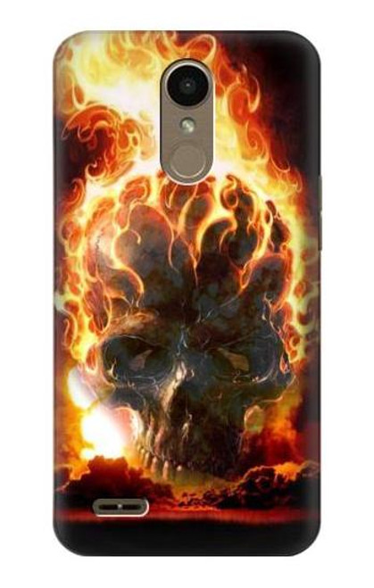 W0863 Hell Fire Skull Hard Case and Leather Flip Case For LG K10 (2018), LG K30