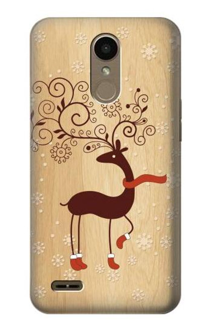 W3081 Wooden Raindeer Graphic Printed Hard Case and Leather Flip Case For LG K10 (2018), LG K30