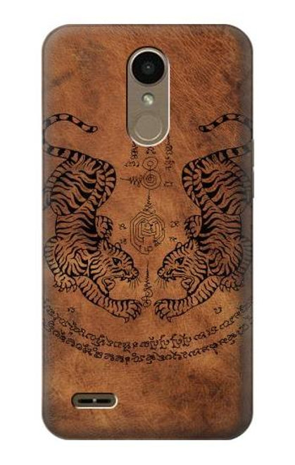 W3209 Sak Yant Twin Tiger Hard Case and Leather Flip Case For LG K10 (2018), LG K30