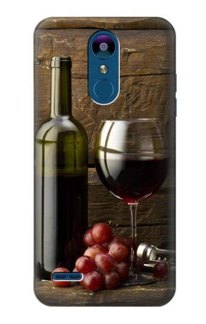 W1316 Grapes Bottle and Glass of Red Wine Hard Case and Leather Flip Case For LG K8 (2018)