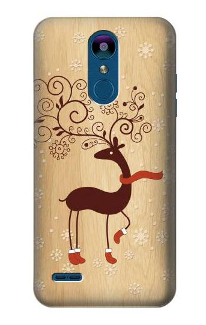 W3081 Wooden Raindeer Graphic Printed Hard Case and Leather Flip Case For LG K8 (2018)