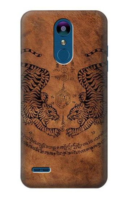 W3209 Sak Yant Twin Tiger Hard Case and Leather Flip Case For LG K8 (2018)