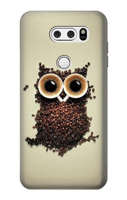 W0360 Coffee Owl Hard Case and Leather Flip Case For LG V30, LG V30 Plus, LG V30S ThinQ, LG V35, LG V35 ThinQ