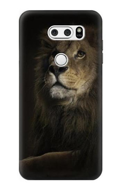 W0472 Lion Hard Case and Leather Flip Case For LG V30, LG V30 Plus, LG V30S ThinQ, LG V35, LG V35 ThinQ