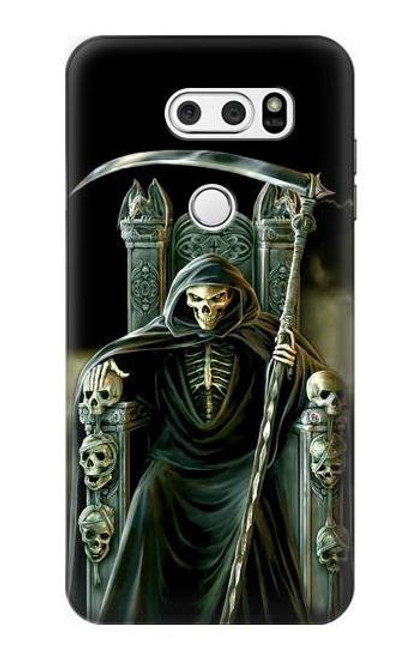 W1024 Grim Reaper Skeleton King Hard Case and Leather Flip Case For LG V30, LG V30 Plus, LG V30S ThinQ, LG V35, LG V35 ThinQ