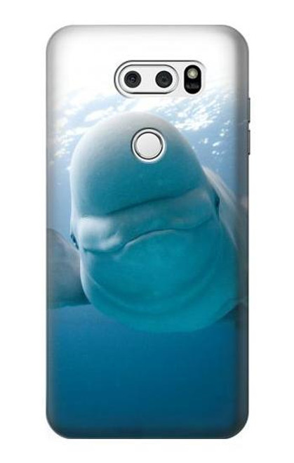 W1801 Beluga Whale Smile Whale Hard Case and Leather Flip Case For LG V30, LG V30 Plus, LG V30S ThinQ, LG V35, LG V35 ThinQ