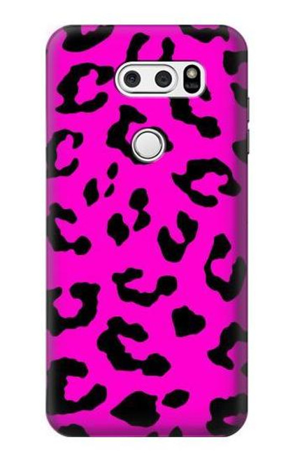 W1850 Pink Leopard Pattern Hard Case and Leather Flip Case For LG V30, LG V30 Plus, LG V30S ThinQ, LG V35, LG V35 ThinQ