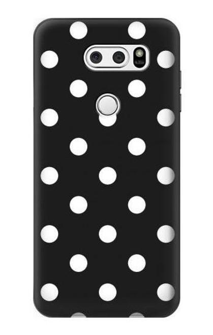 W2299 Black Polka Dots Hard Case and Leather Flip Case For LG V30, LG V30 Plus, LG V30S ThinQ, LG V35, LG V35 ThinQ