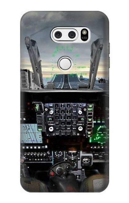 W2435 Fighter Jet Aircraft Cockpit Hard Case and Leather Flip Case For LG V30, LG V30 Plus, LG V30S ThinQ, LG V35, LG V35 ThinQ