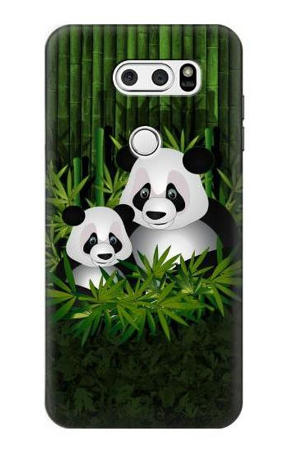 W2441 Panda Family Bamboo Forest Hard Case and Leather Flip Case For LG V30, LG V30 Plus, LG V30S ThinQ, LG V35, LG V35 ThinQ