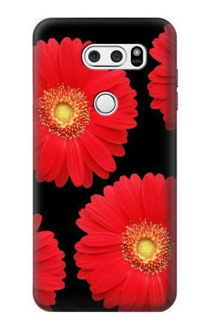 W2478 Red Daisy flower Hard Case and Leather Flip Case For LG V30, LG V30 Plus, LG V30S ThinQ, LG V35, LG V35 ThinQ