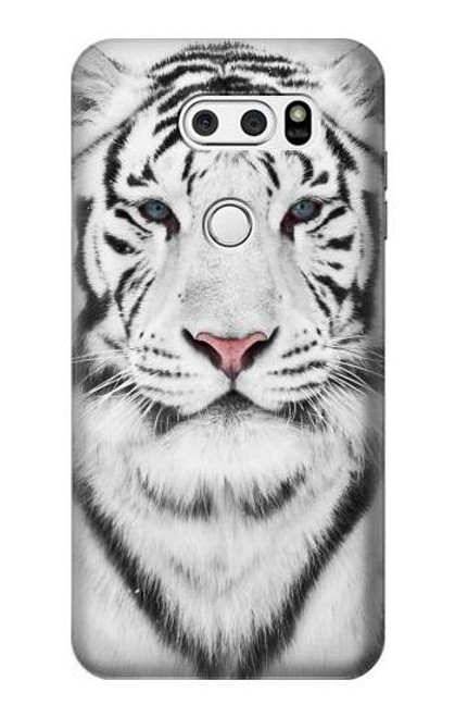 W2553 White Tiger Hard Case and Leather Flip Case For LG V30, LG V30 Plus, LG V30S ThinQ, LG V35, LG V35 ThinQ