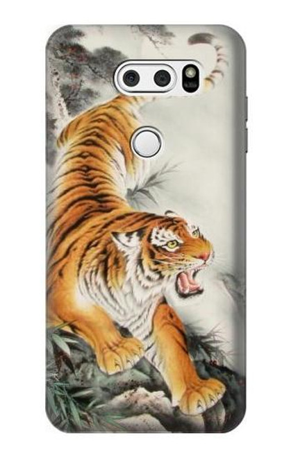 W2751 Chinese Tiger Brush Painting Hard Case and Leather Flip Case For LG V30, LG V30 Plus, LG V30S ThinQ, LG V35, LG V35 ThinQ