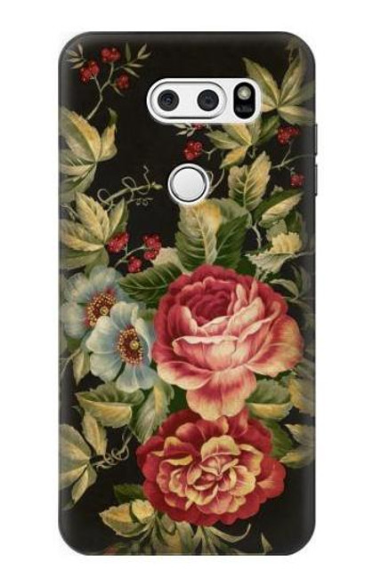W3013 Vintage Antique Roses Hard Case and Leather Flip Case For LG V30, LG V30 Plus, LG V30S ThinQ, LG V35, LG V35 ThinQ