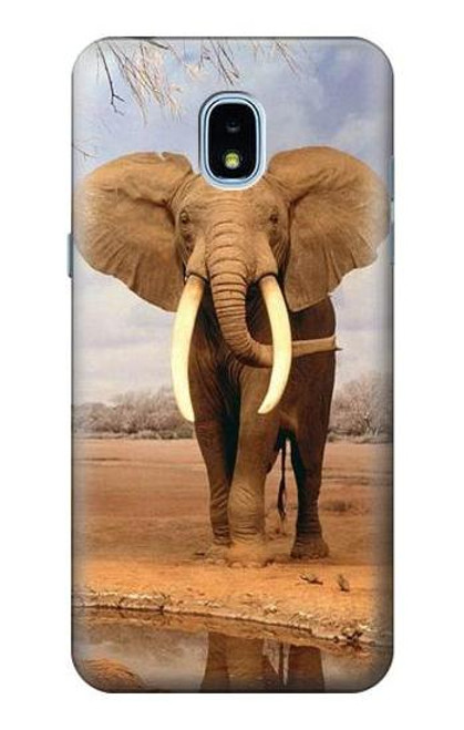 W0310 African Elephant Hard Case and Leather Flip Case For Samsung Galaxy J3 (2018), J3 Star, J3 V 3rd Gen, J3 Orbit, J3 Achieve, Express Prime 3, Amp Prime 3