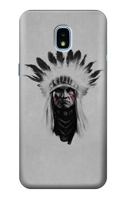 W0451 Indian Chief Hard Case and Leather Flip Case For Samsung Galaxy J3 (2018), J3 Star, J3 V 3rd Gen, J3 Orbit, J3 Achieve, Express Prime 3, Amp Prime 3