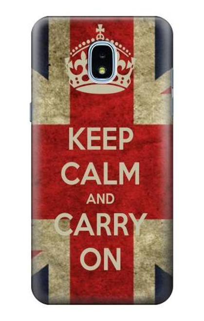 W0674 Keep Calm and Carry On Hard Case and Leather Flip Case For Samsung Galaxy J3 (2018), J3 Star, J3 V 3rd Gen, J3 Orbit, J3 Achieve, Express Prime 3, Amp Prime 3