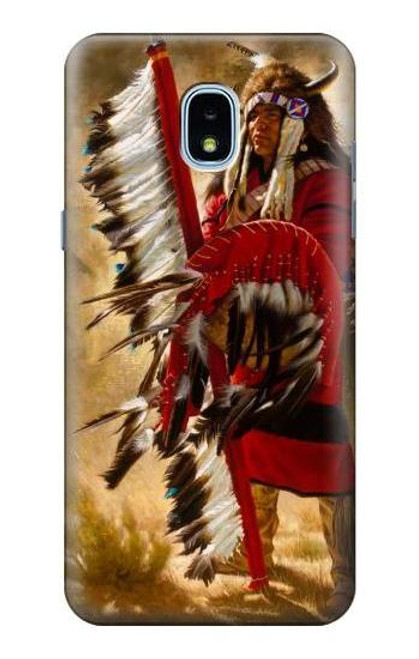 W0817 Red Indian Hard Case and Leather Flip Case For Samsung Galaxy J3 (2018), J3 Star, J3 V 3rd Gen, J3 Orbit, J3 Achieve, Express Prime 3, Amp Prime 3