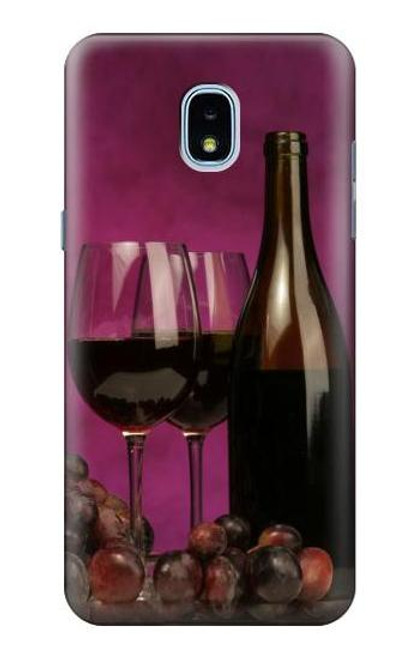 W0910 Red Wine Hard Case and Leather Flip Case For Samsung Galaxy J3 (2018), J3 Star, J3 V 3rd Gen, J3 Orbit, J3 Achieve, Express Prime 3, Amp Prime 3