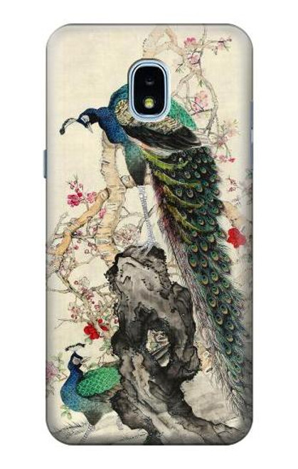 W2086 Peacock Painting Hard Case and Leather Flip Case For Samsung Galaxy J3 (2018), J3 Star, J3 V 3rd Gen, J3 Orbit, J3 Achieve, Express Prime 3, Amp Prime 3