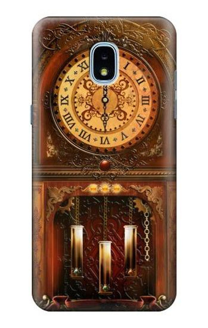 W3174 Grandfather Clock Hard Case and Leather Flip Case For Samsung Galaxy J3 (2018), J3 Star, J3 V 3rd Gen, J3 Orbit, J3 Achieve, Express Prime 3, Amp Prime 3