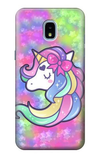 W3264 Pastel Unicorn Hard Case and Leather Flip Case For Samsung Galaxy J3 (2018), J3 Star, J3 V 3rd Gen, J3 Orbit, J3 Achieve, Express Prime 3, Amp Prime 3