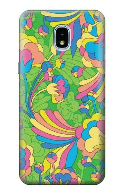 W3273 Flower Line Art Pattern Hard Case and Leather Flip Case For Samsung Galaxy J3 (2018), J3 Star, J3 V 3rd Gen, J3 Orbit, J3 Achieve, Express Prime 3, Amp Prime 3